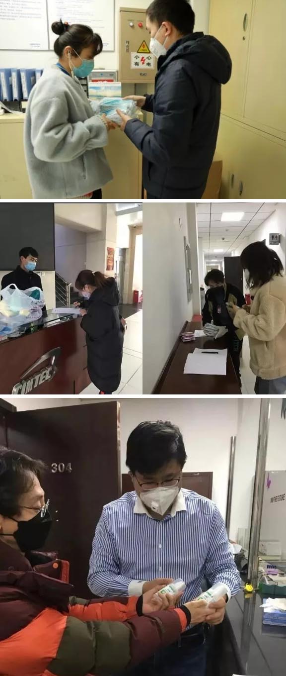 發(fā)放防護物資：口罩、手套、消毒液、洗手液